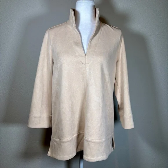 Tuckernuck Bone Margot Faux Suede Top Size Medium - Picture 2 of 12